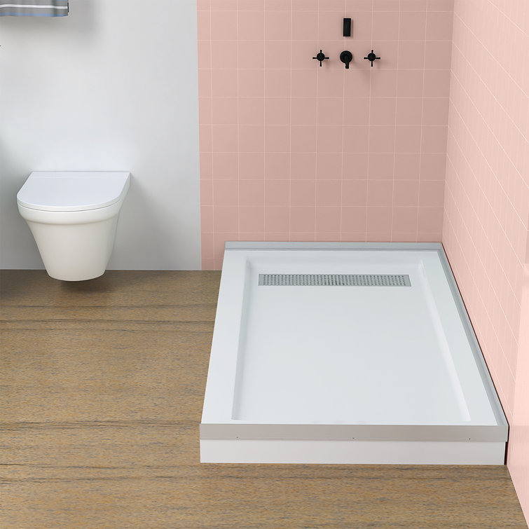 Sunny Shower 32 in. D x 4 in. H White Left Drain Rectangular Base, 32 in. W x 48 in. D x 4 in. H / White