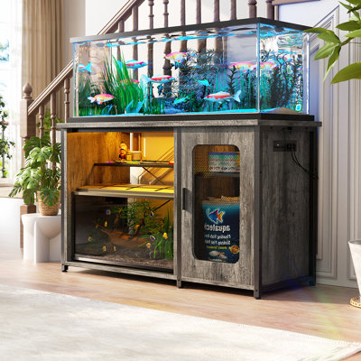 Eleodoro 55-75 Gallon Rectangle Aquarium Stand with Power Outlets & LED Light,Fish tank stand