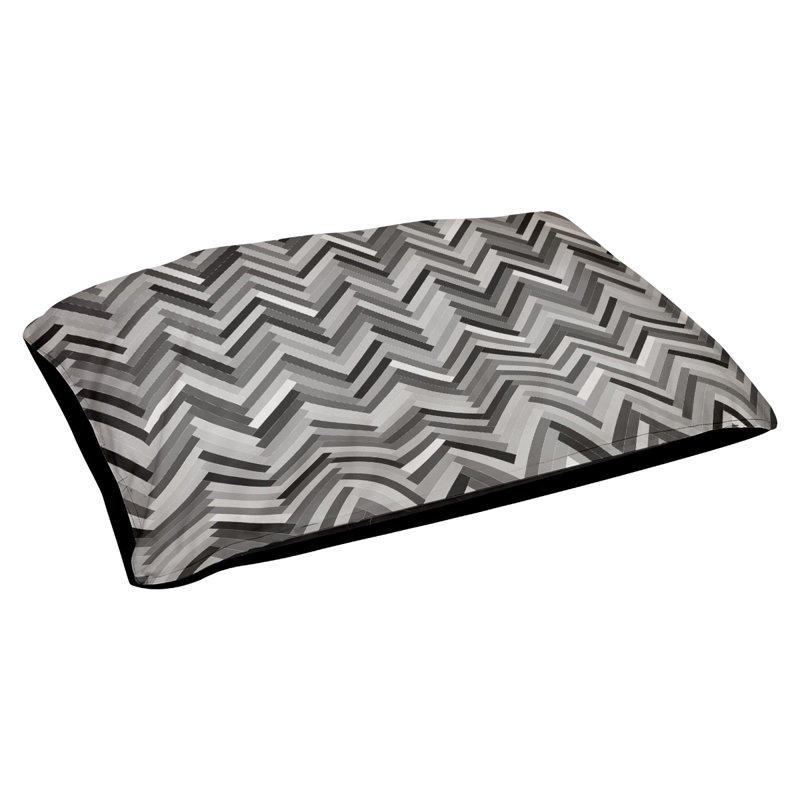Coussin décoratif à chevrons, Petit (L 18 po x l 28 po), Noir/blanc, Utilisation intérieure / extérieure