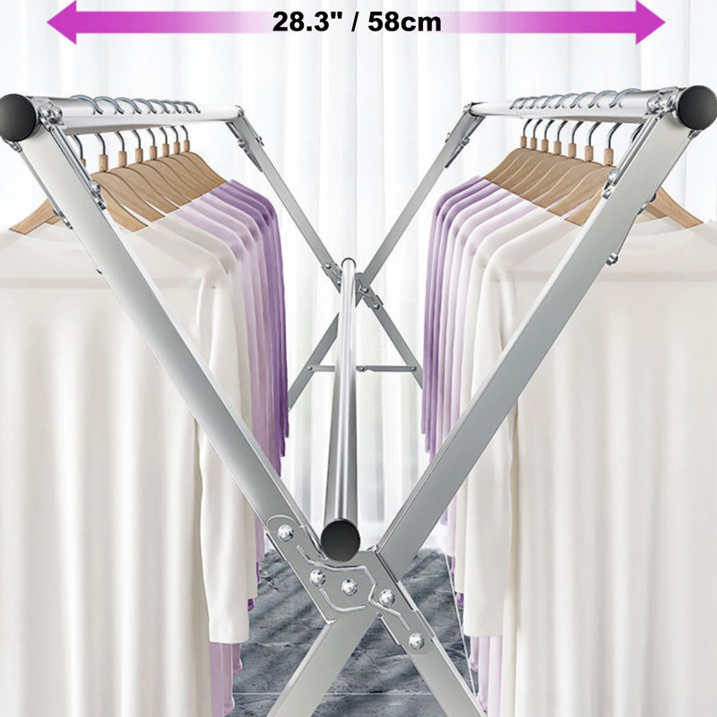 Rebrilliant Adjustable Folding Double Track X-shaped Drying Rack with Wheels