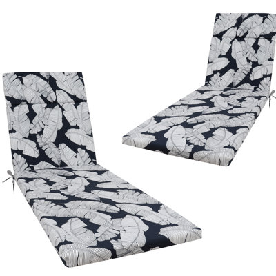 Coussins de méridienne 75 po x 22,8 po x 2 po, 2 pièces, extérieur et intérieur, rembourrage en eau à haute résilience, attaché, bleu / feuille, facile à entretenir pour les meubles de patio, extérieur / intérieur, éponge douce, attaches, Neate