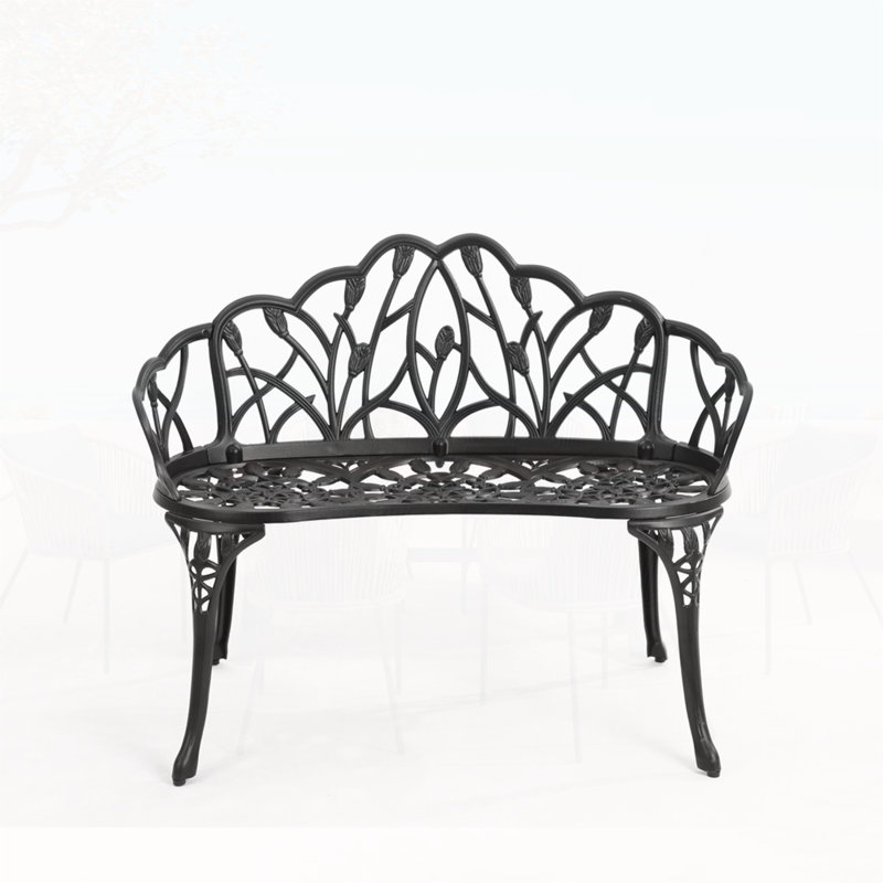 Banc de jardin en métal, Noir, noir, noir, noir