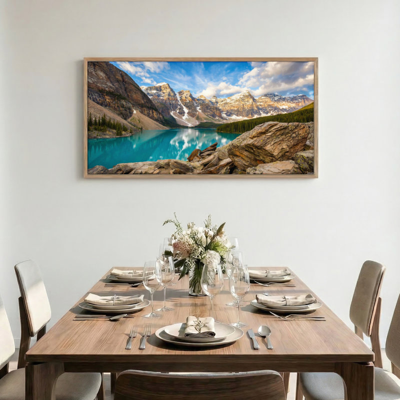 "Mountain Lake", reproduction d'art sur toile encadrée de 1 x 58 x 28 pouces, 58 po x 28 po