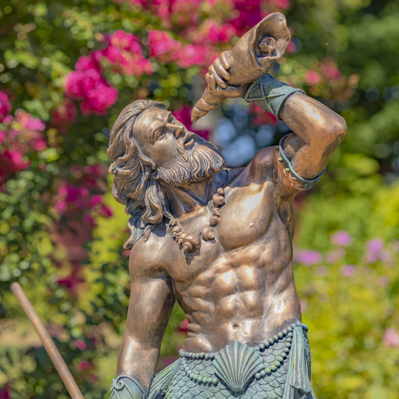 Eilidhmay Nautical Magnesium Merman Garden Statue, Bronze