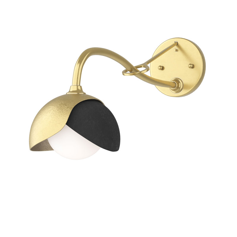 Brooklyn 1 - Light Hardwired Armed Sconce, Modern Brass, Black