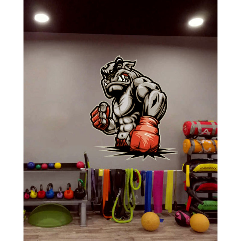 Décalcomanie murale boxe polygonale gym, H 46 po x l 50 po