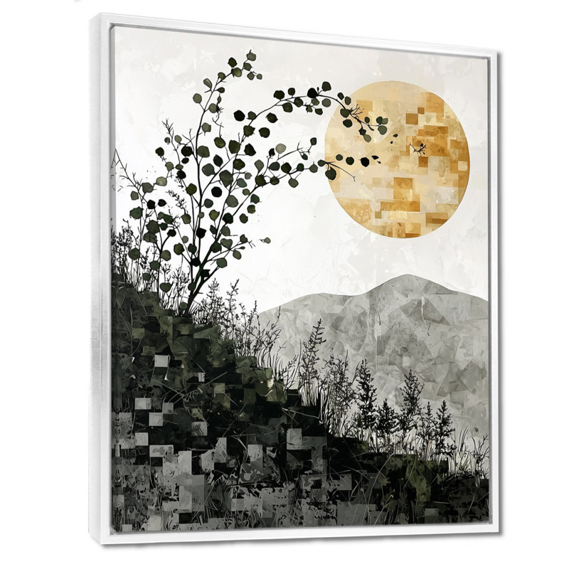 Goldean Summer Mosaic Flower On Grey Desert Blossom I - Couronne de décoration murale, H 44 po x l 34 po, Blanc
