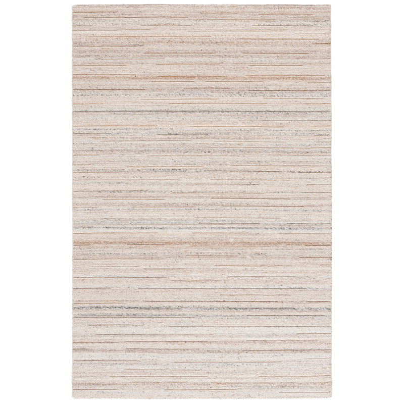 Natura 461 Hand Woven Wool; Cotton No Pattern Rug in Beige, Rectangle 3' x 5'