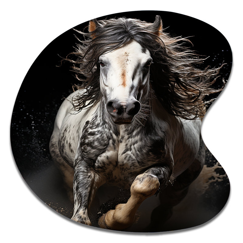 «White Horse Stallions Force I», art mural asymétrique en métal, H 27 po x l 27 po