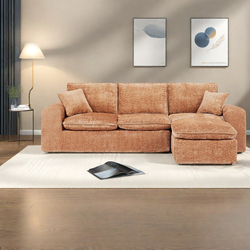 Canapés modulaires confortables et confortables, tissu Boucle, méridienne réversible pour la maison