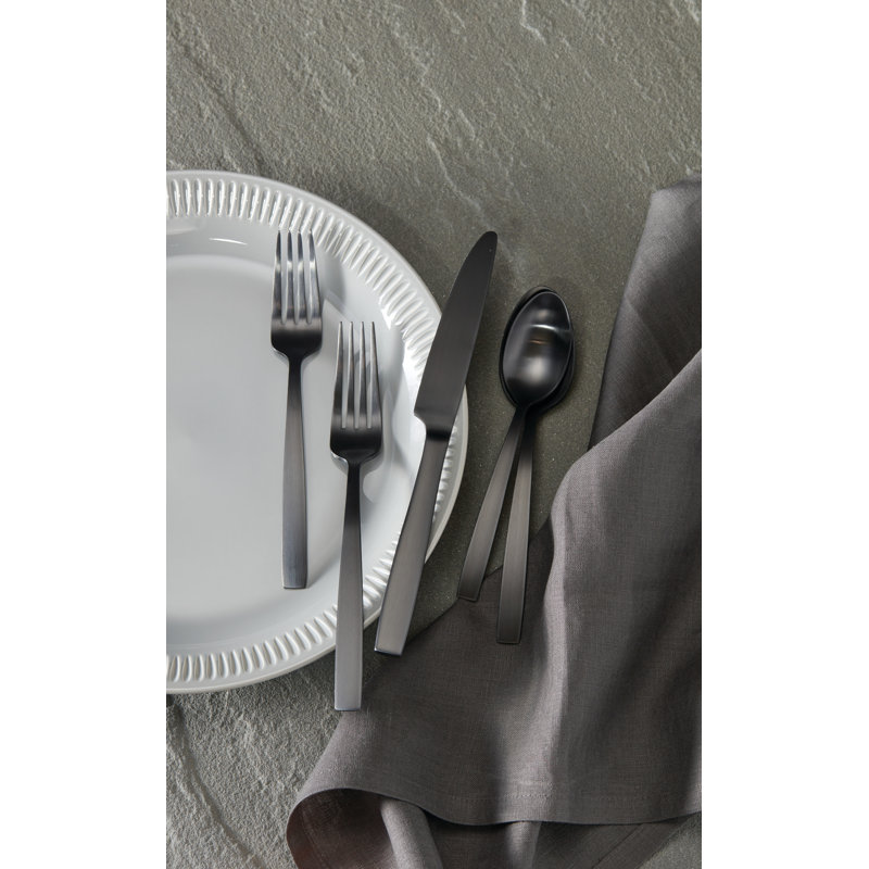 Clearview Satin Black 20-Piece Flatware Set - Thumbnail 4