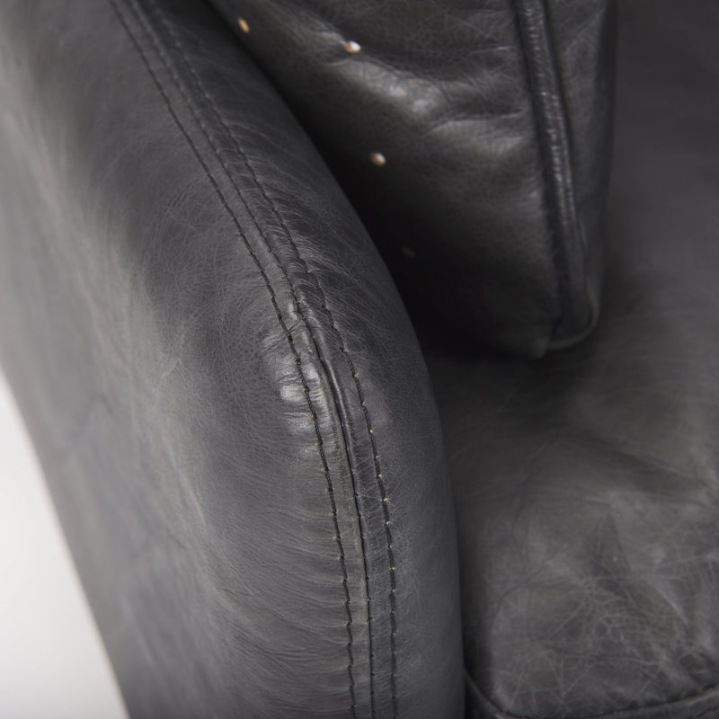 Fauteuil club en cuir Emily, Noir