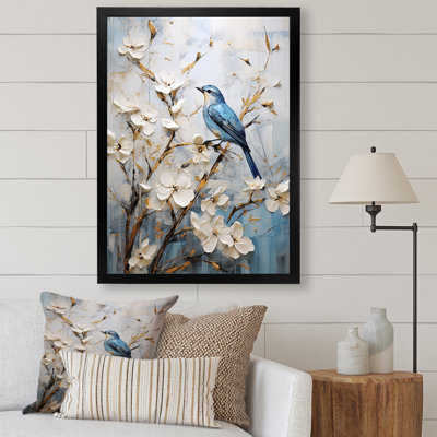 Minimalist Blossoms And Birds Of Spring On Canvas Print