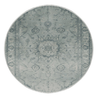 Machine Washable Tabriz Green Area Rug