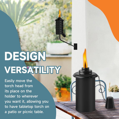 6 Pack Black Wall Mounted Citronella Torches