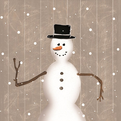 Rustic Snowman - Wrapped Canvas Painting