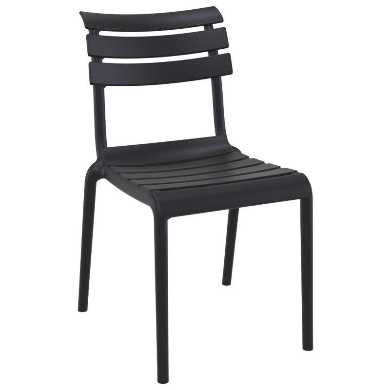 Aragons Stacking Patio Dining Side Chair, Black