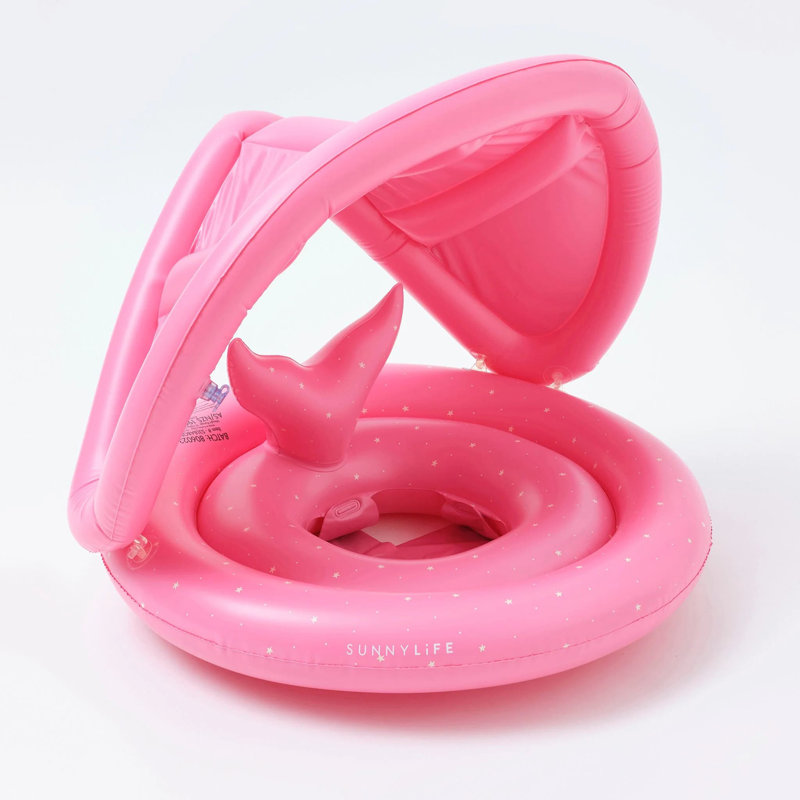 Sunnylife: Baby Float - Ocean Treasure - Anneau gonflable pour piscine et eau, rose avec queue de poisson