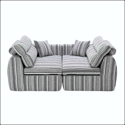 Compact Straight Sofa with Woven Chenille Striped Fabric and High-Density Sponge