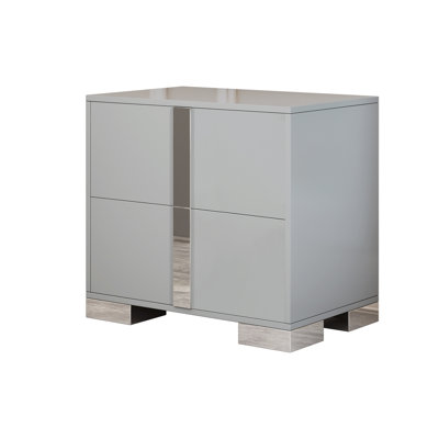 Lorne Classic 2-Drawer Nightstand With Mirrored Accents And Metal Feet