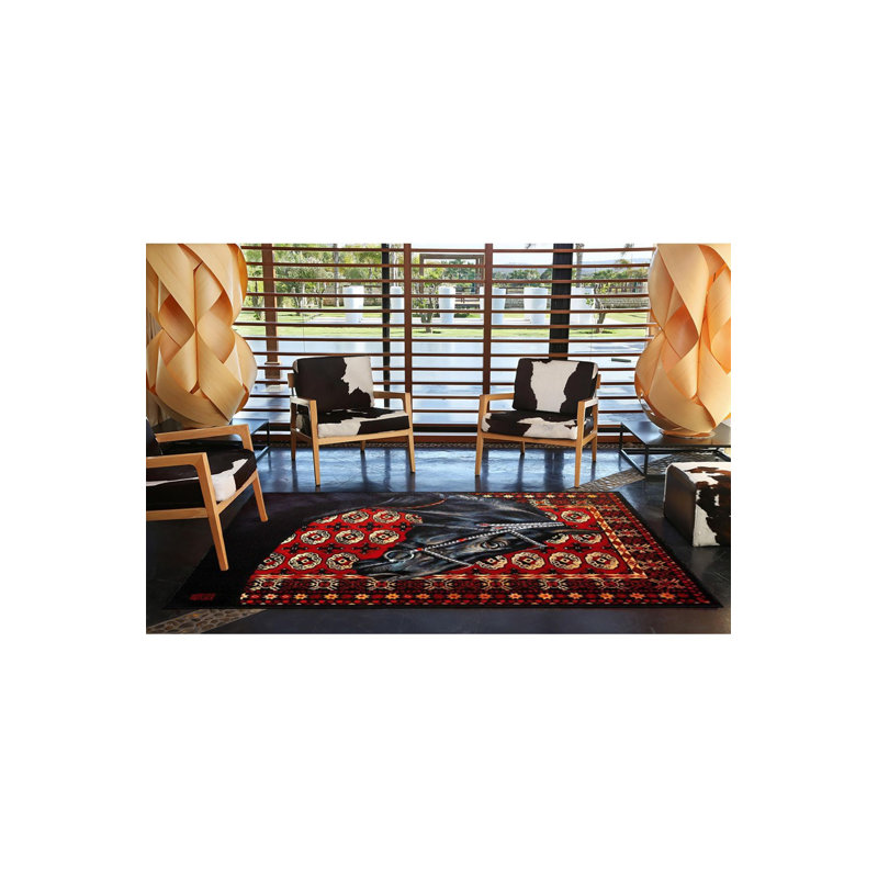 Tapis décoratif lavable à motif animal rouge, Tapis de couloir 3 pi 3 po x 6 pi 7 po inclus