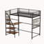 Structure de lit simple de taille mezzanine avec escalier allongé et sacs de rangement-1349955801