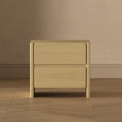 Linda 24" Modern Nightstand with 2 Drawers in Natural Oak