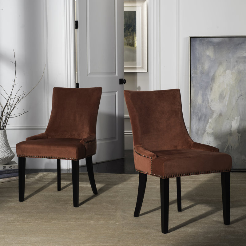 Gallager 19.5'' H Upholstered Parsons Chair, Rust Velvet, 2