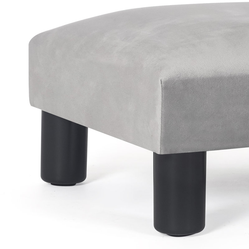 15.7'' Wide Square Footstool Upholstered Ottoman, Gray 100% Polyester