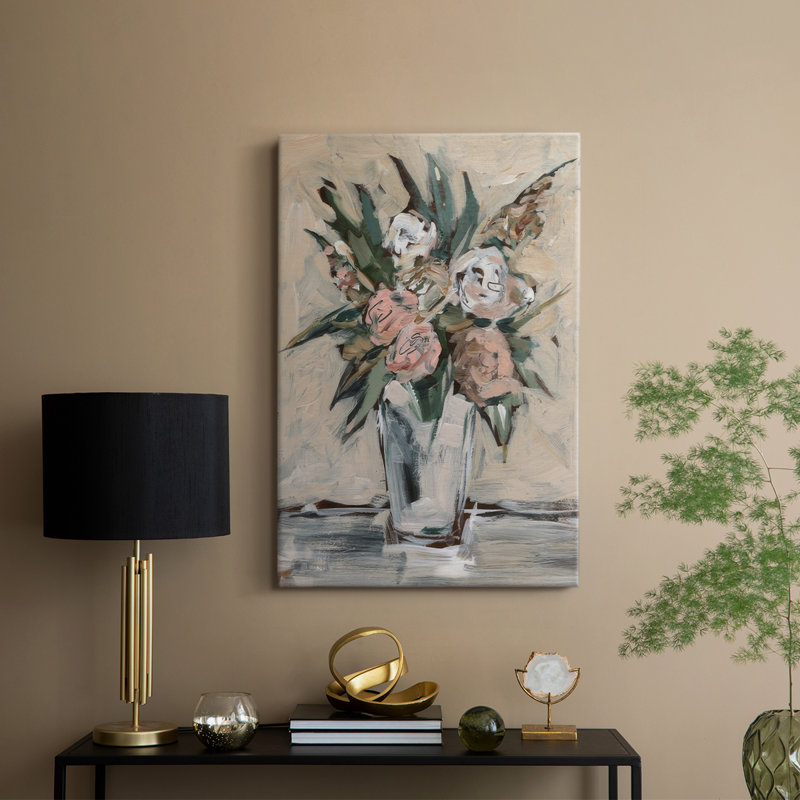 Arrangement neutre et pêche I - galerie Cavas sur mesure, H 27 po x l 18 po