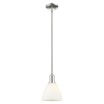 Arcadia - Bristol - Mini-luminaire suspendu 1 tige 8 po - Finition nickel poli - Abat-jour blanc mat
