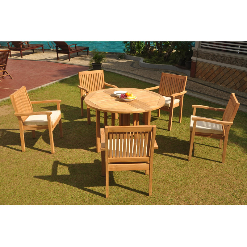 Benito 2 - Person Teak Wood Patio Dining Set with Round Table, 5
