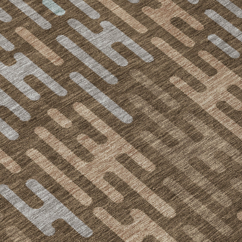 Machine Washable Indoor/Outdoor Chantille ACN2567 Abstract Rug, 3' x 5', Chocolate