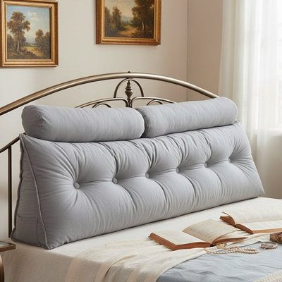 Wedge Headboard Pillow with Removable Cover and 2 Bolster Pillows