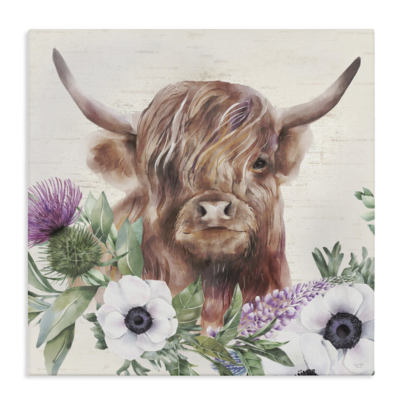Toile Penny The Highland Cow, design par Lux + Me Designs, H 36 po x l 36 po