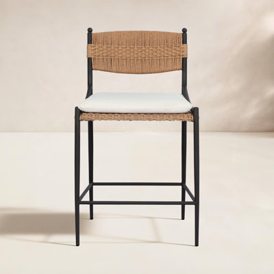 Mae 42'' Steel Outdoor Bar Stool with Cushion