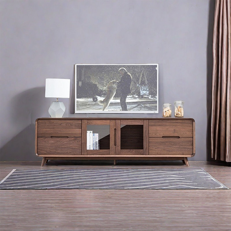 Meuble télé durable en noyer noir, 70.87"