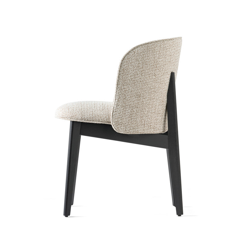 Abrey Upholstered Armchair with Wooden Base, Matt Black, Hemp