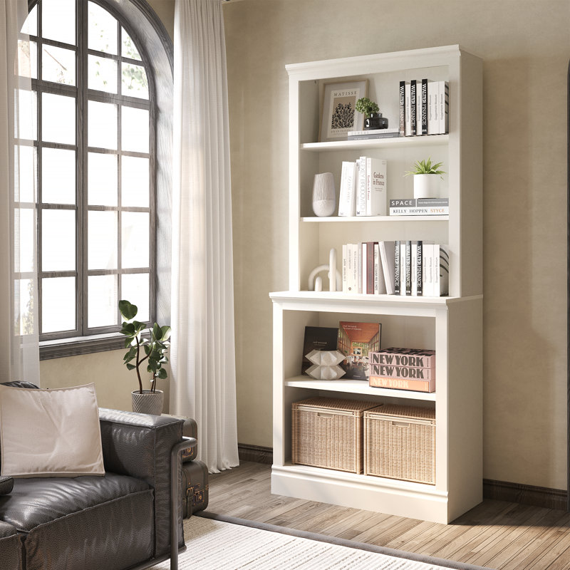 Bibliothèque à 5 niveaux à niveaux multiples de 5 po avec bibliothèque sur pied, Blanc