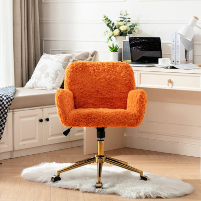 Office Chair With Golden Metal Base, Robust Construction For Studying Base Chair, Wide