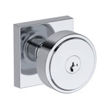 Vashon Keyed Entry Knob with Contemporary Square Rose in Polished Chrome