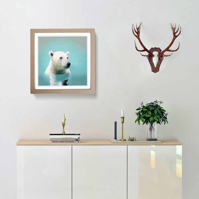 Polar Bear Digital - Framed Print, Oak