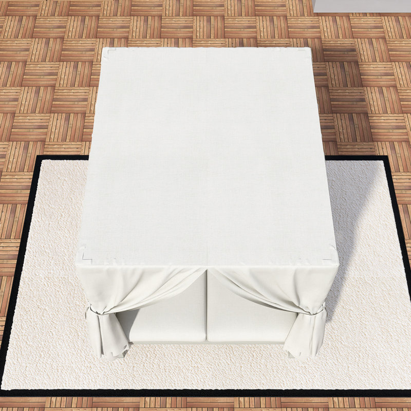 Lit de bronzage d'extérieur avec rideaux, Beige