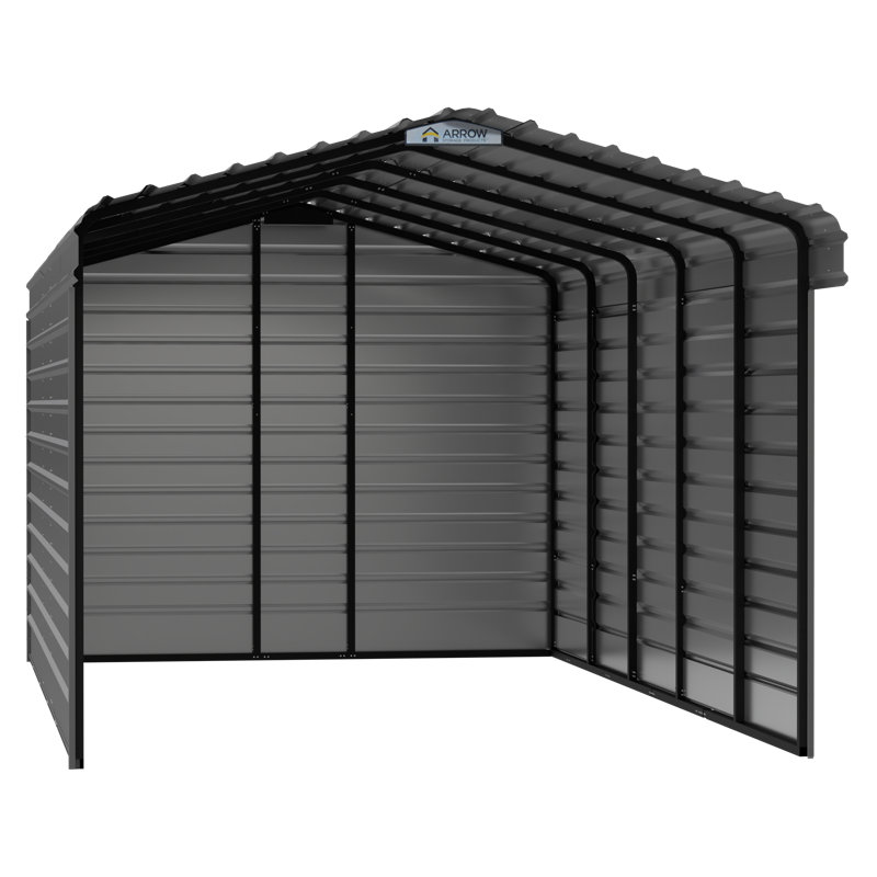 Steel Carport With 3 Wall Kits, 12X24X09, Gray