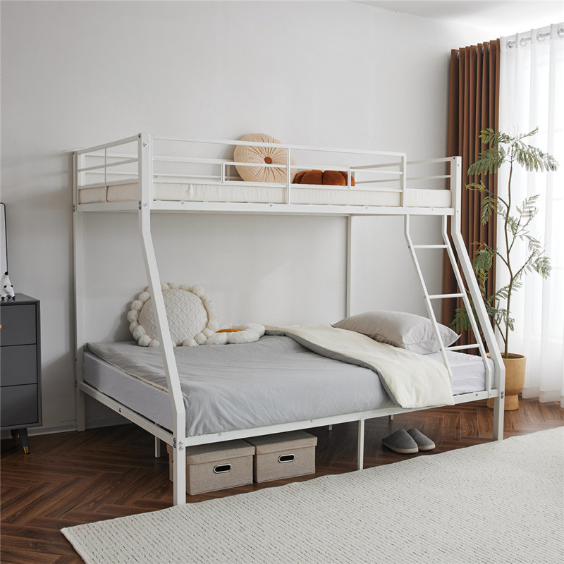 Twin Over Full Size Bunk Bed For Kids Teens Adults/Flat Steps/Heavy Duty Metal Slat