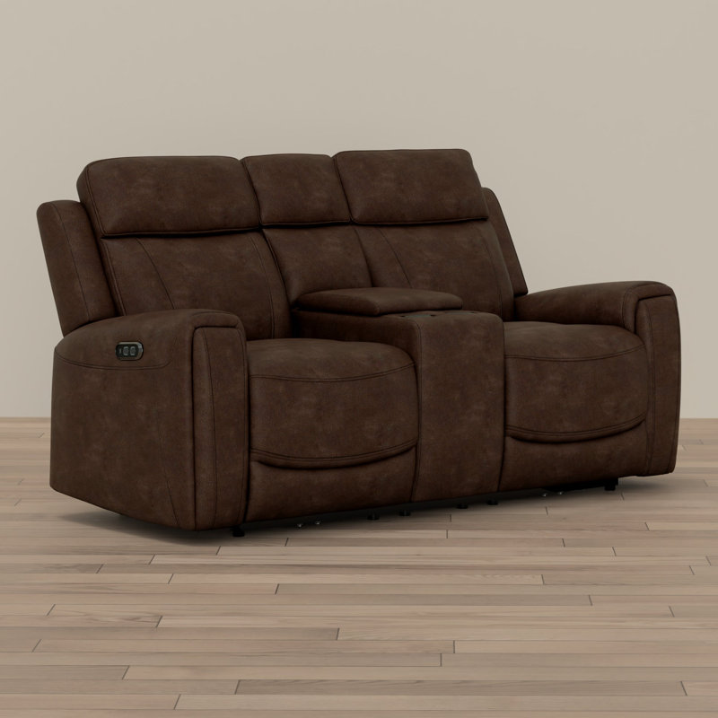 Espresso Power Loveseat with Console 