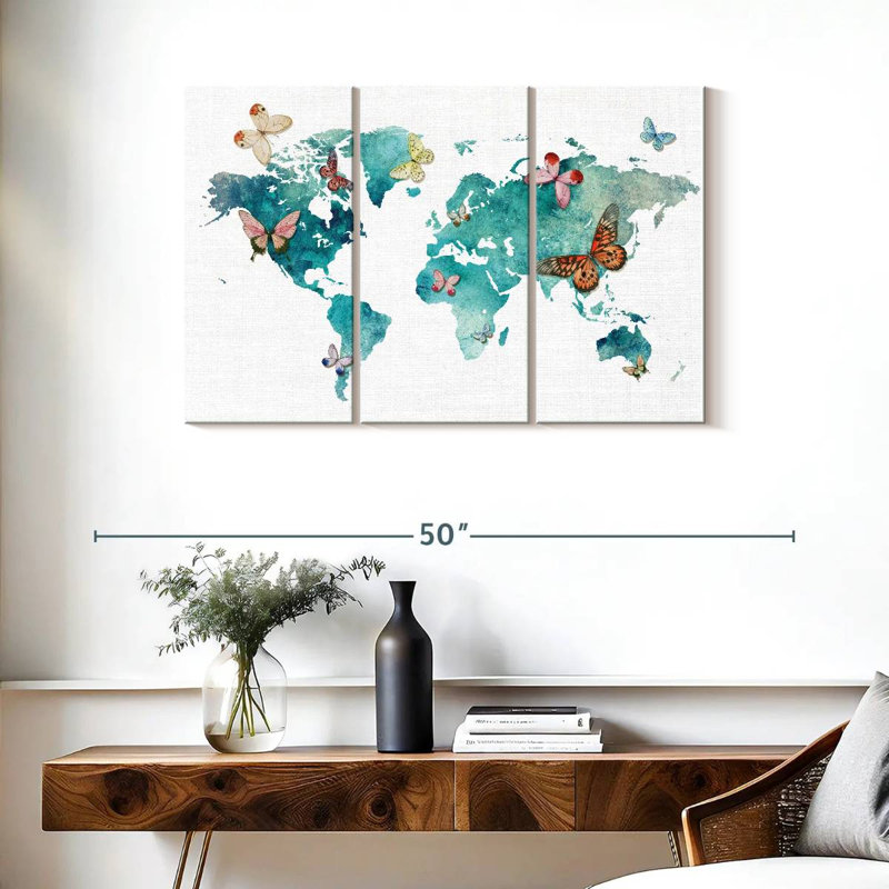 Carte du monde des papillons Aliaz, H 24 po x l 38 po