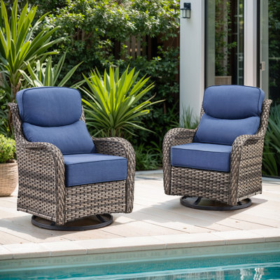 Ensemble de chaise de patio pivotant Abbey, coussins ultra-moelleux de 6 pouces et tissu d'oléfine résistant à l'eau