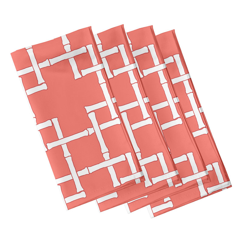 Kwaun Polyester Geometric Square Napkin, Coral