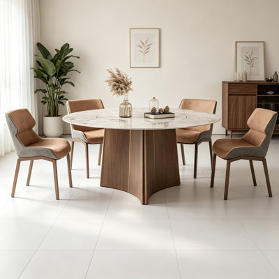 Simple Round Slab Rock Dining Table